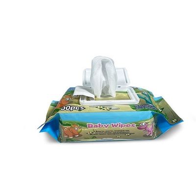 50gsm Spunlace nenhumas limpezas molhadas do bebê de Fluorescer para bebês recém-nascidos