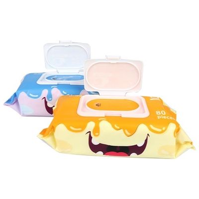 Limpezas molhadas 100pcs do bebê puro liso do teste padrão não tóxicas nenhuma substância corante
